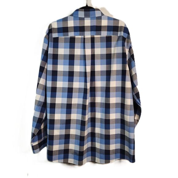 JOS. A. BANK Blue Plaid Cotton XL Men's Long Sleeve Button Down Shirt - Picture 5 of 6